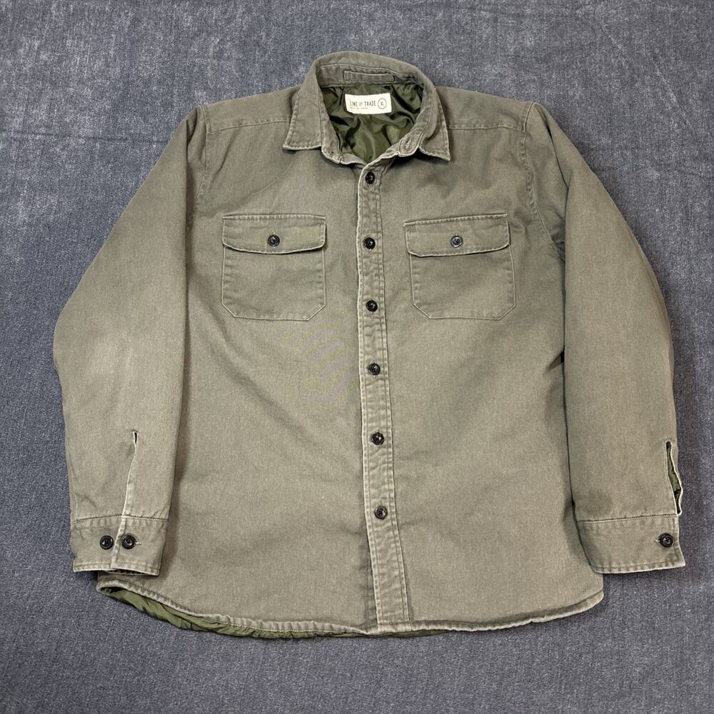 Line Of Trade Jacket Mens XL Green Canvas Military Field Utility Button